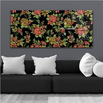 Horizontal bedrucktes Glas mit Kunst und Naturthema und einer Uhr an der Seite 031