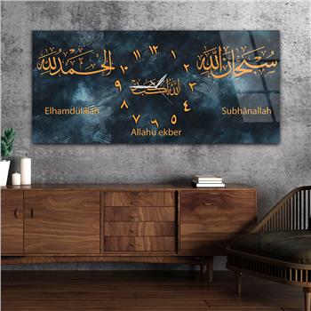 Tableau en verre à thème religieux avec horloge centrale horizontale  095