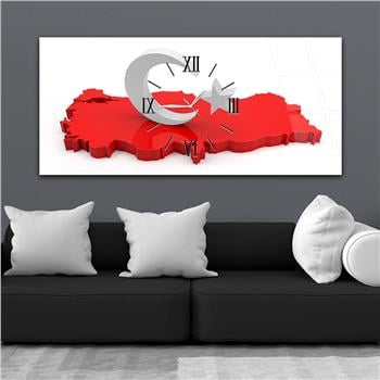 Horizontal bedrucktes Glas mit Nationenthema und einer Uhr in der Mitte 081