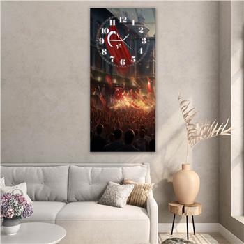 Vertikales bedrucktes Glas Nationenthema mit Uhr Oben  046