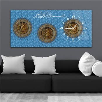 لوحة زجاجية أفقية ذات طابع ديني مع ساعة جانبية 061