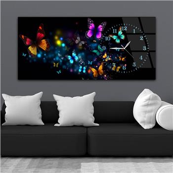 Yatay Saatli Yandan Sanat Temalı Cam Tablo 255