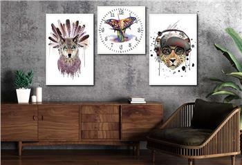 SANAT TEMALI CAM TABLO SAAT SETİ 