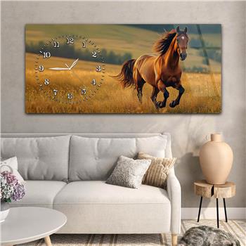 Yatay Saatli Yandan Sanat Temalı Cam Tablo 301