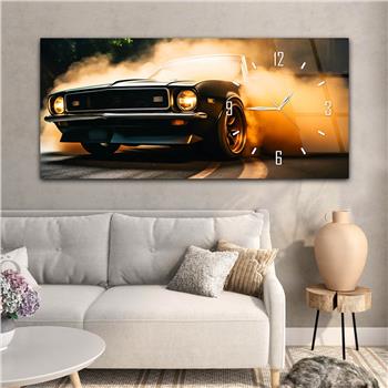 Yatay Saatli Yandan Sanat Temalı Cam Tablo 280