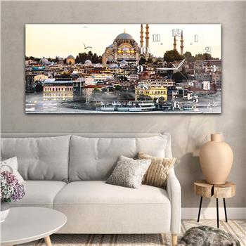 Yatay Saatli Yandan Dini Temalı Cam Tablo 071