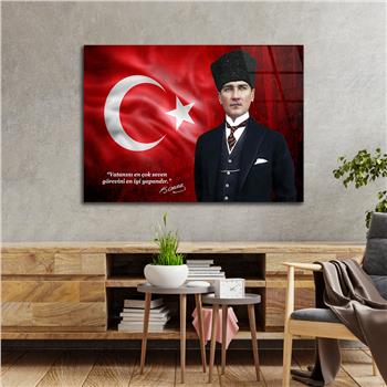 Yatay Vatan Temalı Cam Tablo 172