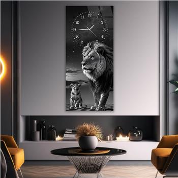 Dikey Üstten Saatli Sanat Temalı Cam Tablo 091