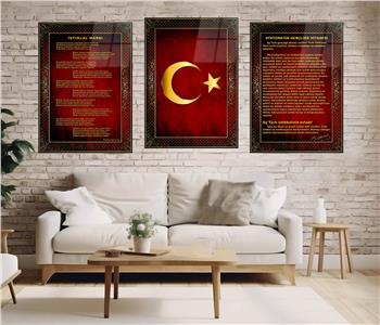  3lü Set VatanTemalı Cam Tablo 14