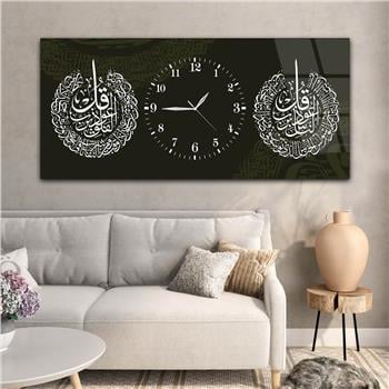 Tableau en verre à thème religieux avec horloge centrale horizontale  072