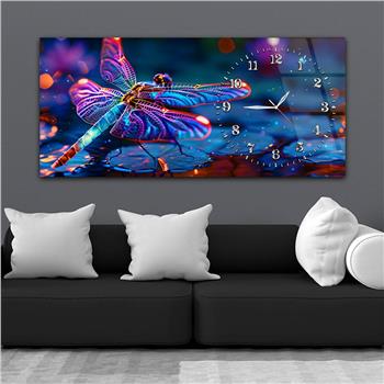 Yatay Saatli Yandan Sanat Temalı Cam Tablo 291