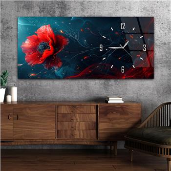 Yatay Saatli Yandan Sanat Temalı Cam Tablo 260