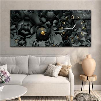 Horizontal bedrucktes Glas mit Kunst und Naturthema und einer Uhr an der Seite 038