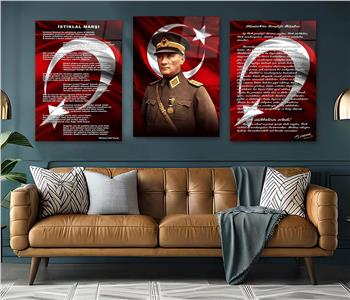  3lü Set VatanTemalı Cam Tablo 27