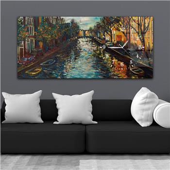 Horizontal bedrucktes Glas mit Kunst und Naturthema und einer Uhr an der Seite 077