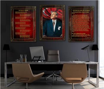  3lü Set VatanTemalı Cam Tablo 17