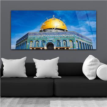 Tableau en verre à thème religieux avec horloge centrale horizontale  034