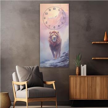 Dikey Üstten Saatli Sanat Temalı Cam Tablo 097