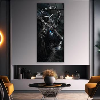 Dikey Üstten Saatli Sanat Temalı Cam Tablo 088