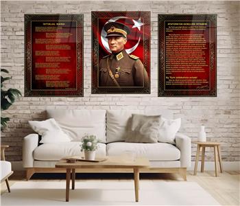  3lü Set VatanTemalı Cam Tablo 13