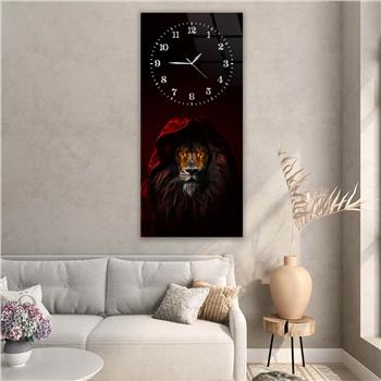 Dikey Üstten Saatli Sanat Temalı Cam Tablo 082