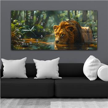 Yatay Saatli Yandan Sanat Temalı Cam Tablo 361