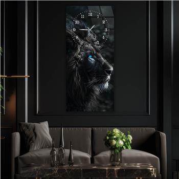 Dikey Üstten Saatli Sanat Temalı Cam Tablo 088