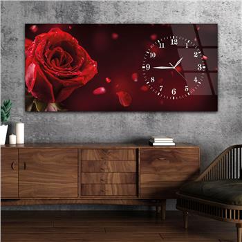 Yatay Saatli Yandan Sanat ve Doğa Temalı Cam Tablo 020