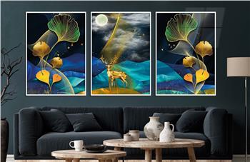 Alüminyum Çerçeveli Sanat Temalı 3lü Set CAM Tablo 0060