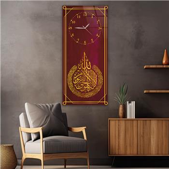 لوحة زجاجية أفقية ذات طابع ديني مع ساعة العمودية 046