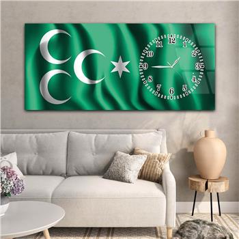 Horizontal bedrucktes Glas mit Nationenthema und einer Uhr an der Seite 010