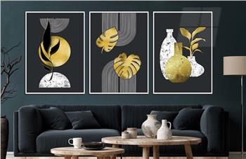 Alüminyum Çerçeveli Sanat Temalı 3lü Set CAM Tablo 0008