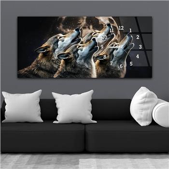 Horizontaal, Aan De Zijkant Voorzien Van Een Klok, Kunst en Natuur Thema Gehard Glasschilderij 023