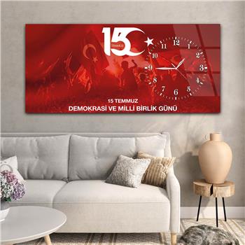 Horizontal bedrucktes Glas mit Nationenthema und einer Uhr an der Seite 014