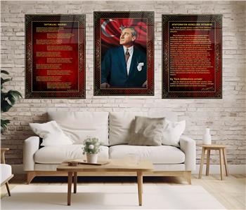  3lü Set VatanTemalı Cam Tablo 17