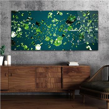 Horizontal bedrucktes Glas mit Kunst und Naturthema und einer Uhr an der Seite 033