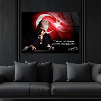 Yatay VatanTemalı Cam Tablo 131