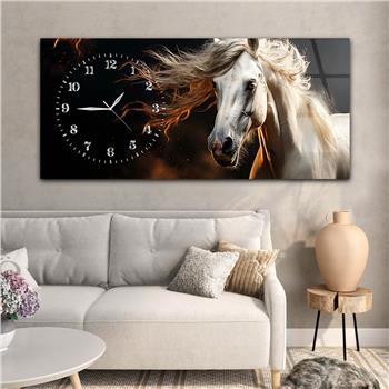 Yatay Saatli Yandan Sanat Temalı Cam Tablo 330