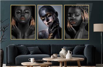 Alüminyum Çerçeveli Sanat Temalı 3lü Set CAM Tablo 0072