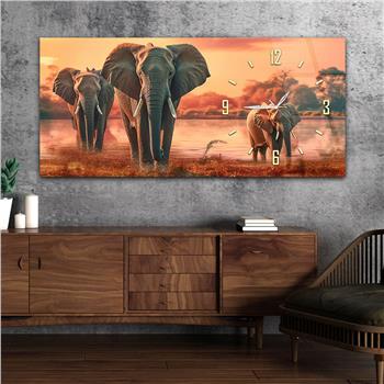 Yatay Saatli Yandan Sanat Temalı Cam Tablo 288