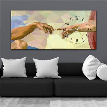 Horizontal bedrucktes Glas mit Kunst und Naturthema und einer Uhr an der Seite 073