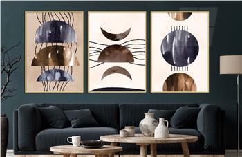 Alüminyum Çerçeveli Sanat Temalı 3lü Set CAM Tablo 0013