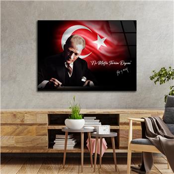 Yatay VatanTemalı Cam Tablo 134