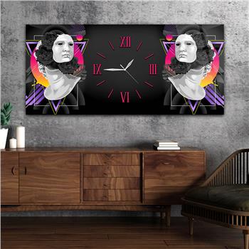 Yatay Ortadan Saatli  Sanat ve Doğa Temalı Cam Tablo 094