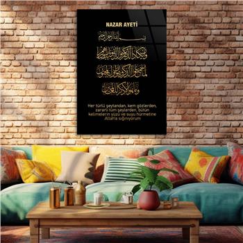 NAZAR AYETİ VE MANASI YAZILI CAM TABLO 