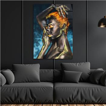 Dikey Sanat Temalı Cam Tablo 420