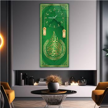 لوحة زجاجية أفقية ذات طابع ديني مع ساعة العمودية 048