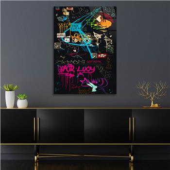 Dikey Sanat Temalı Cam Tablo 536