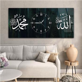 Tableau en verre à thème religieux avec horloge centrale horizontale  065