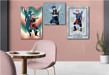 Ensemble de Tableaux et d’orloge 2 pièces sur le thème de l’art